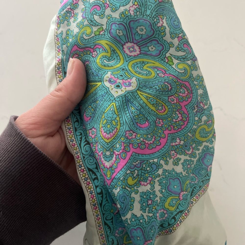 Echo Paisley Scarf in Blue and Green 100% silk